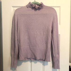 J. Crew Wool-blend Ruffle-Neck Lilac Sweater